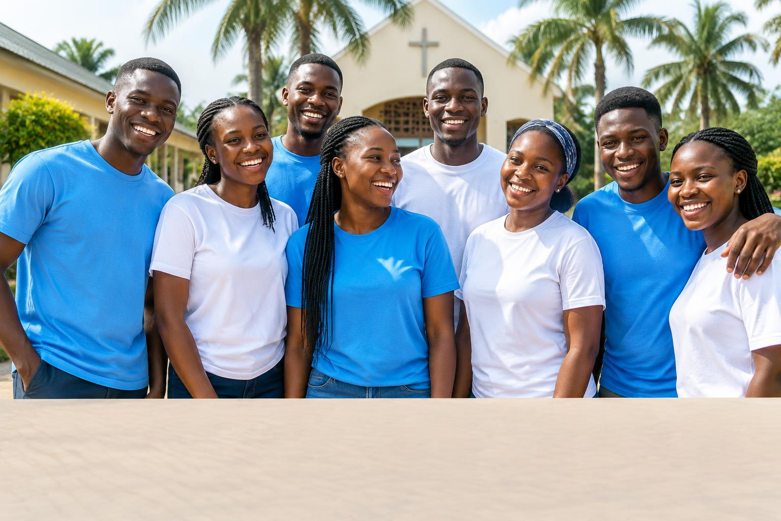 Illustration : jeunes africains réunis dans une cour d’église